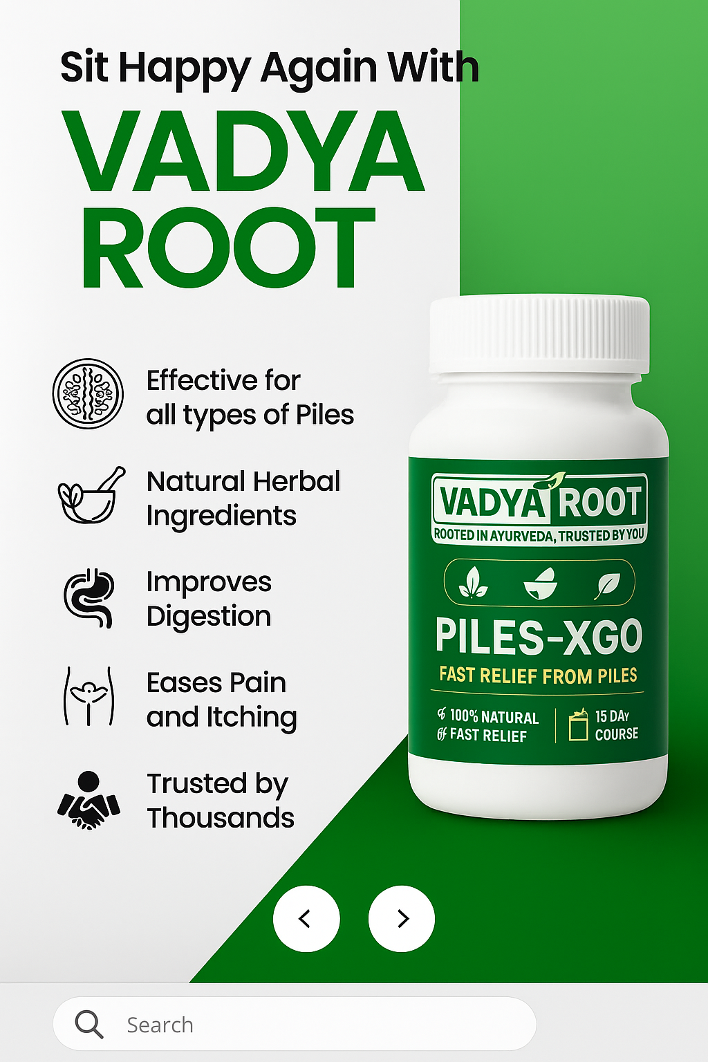 Vadyaroot Piles Care – 100% Ayurvedic Piles Treatment | 30 Days Relief Pack- ₹999